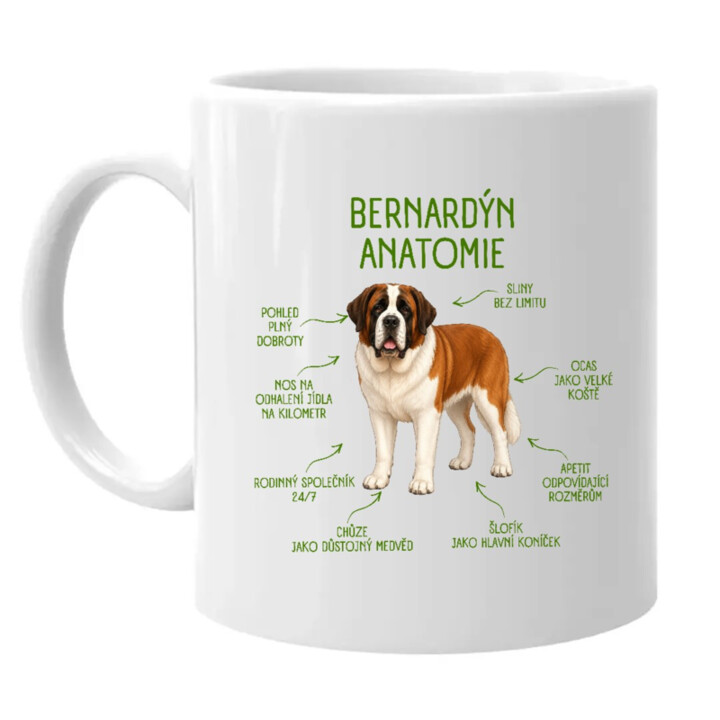 Anatomie bernardýna - hrnek s potiskem