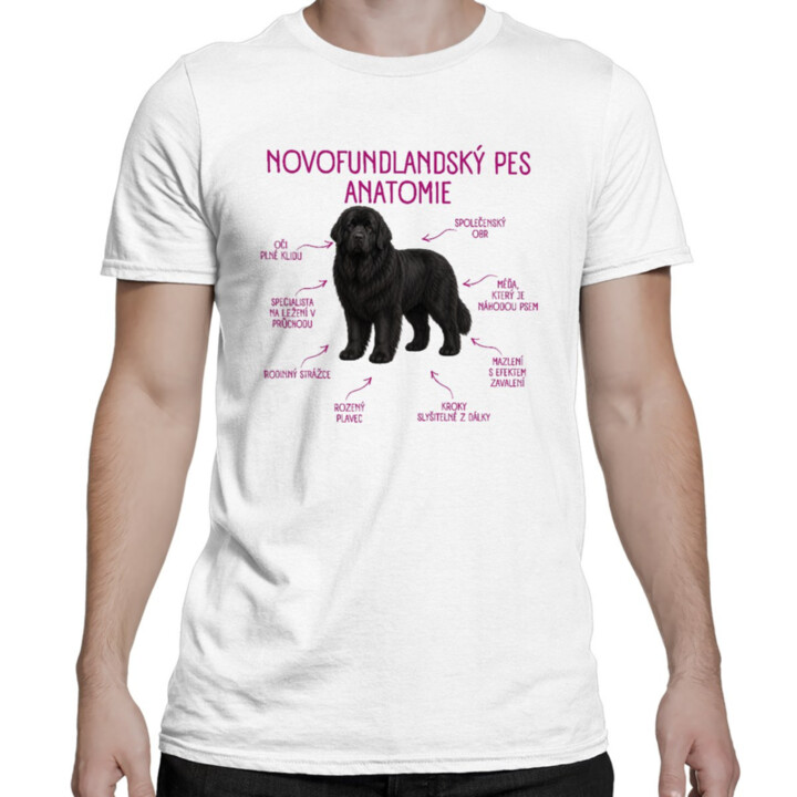 Anatomie novofundlandského psa - pánské tričko s potiskem