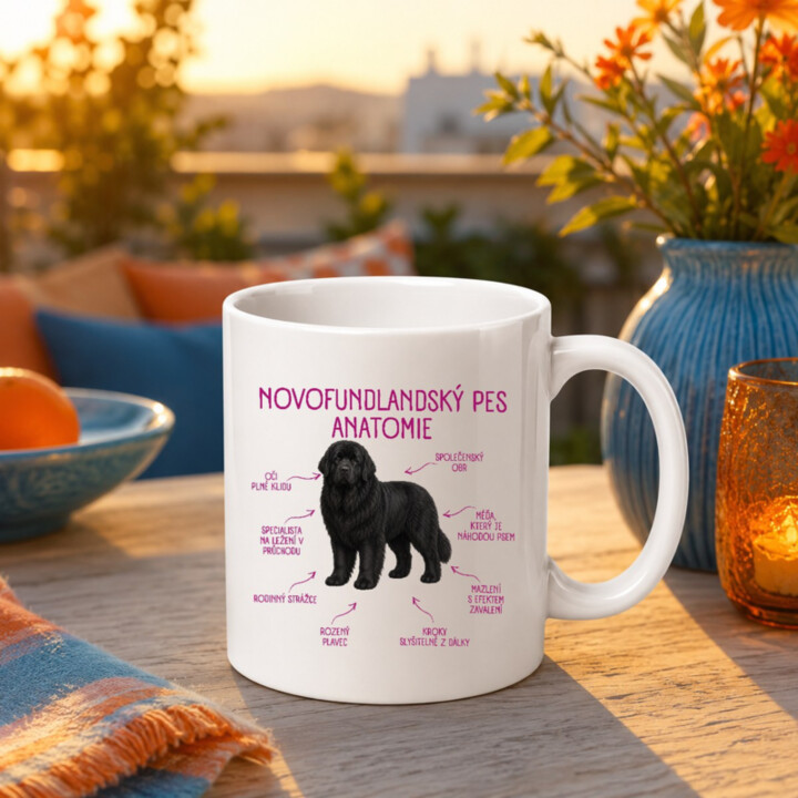 Anatomie novofundlandského psa - hrnek s potiskem
