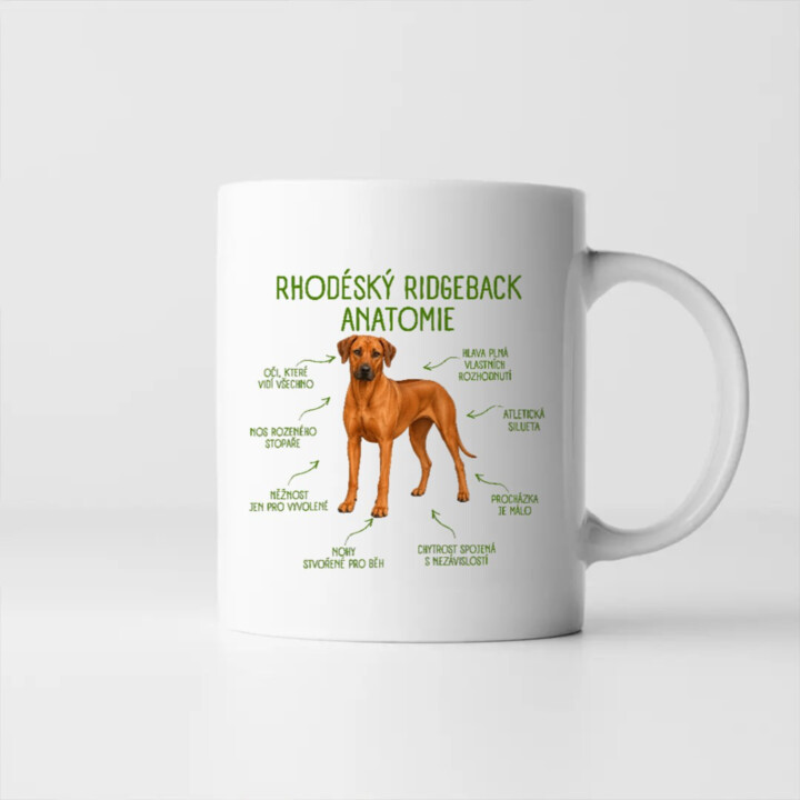 Anatomie rhodéského ridgebacka - hrnek s potiskem