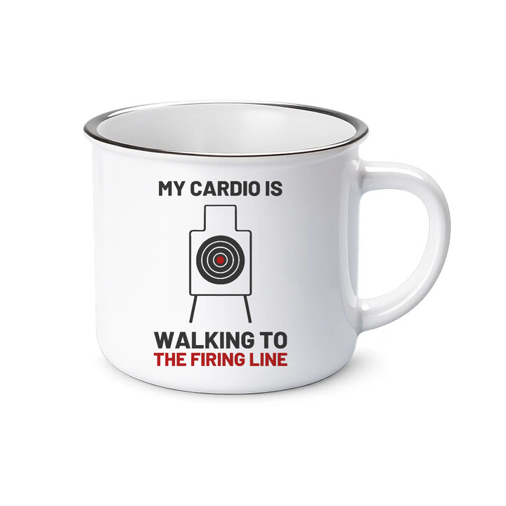 My cardio is walking to the firing line - smaltovaný hrnek pro střelce
