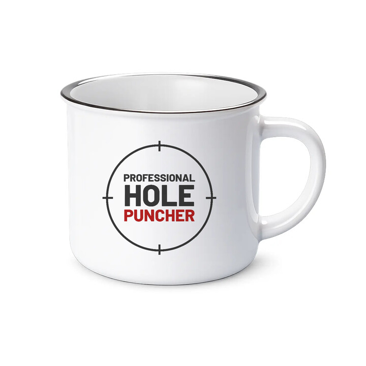 Professional hole puncher - smaltovaný hrnek pro střelce