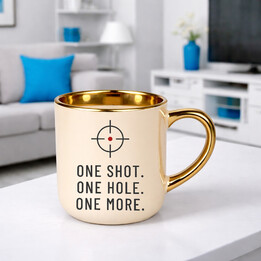 One shot. One hole. One more. - elegantní hrnek pro střelce