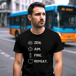 Zen. Aim. Fire. Repeat. - pánské tričko pro střelce
