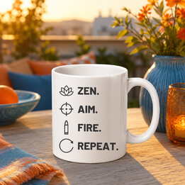 Zen. Aim. Fire. Repeat. - hrnek pro střelce
