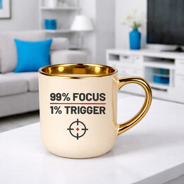 99% focus, 1% trigger - elegantní hrnek pro střelce