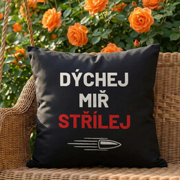 Dýchej, miř, střílej - černý polštář pro střelce