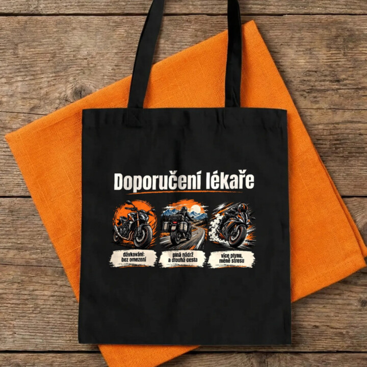 Doporučení lékaře pro motorkáře - taška s potiskem