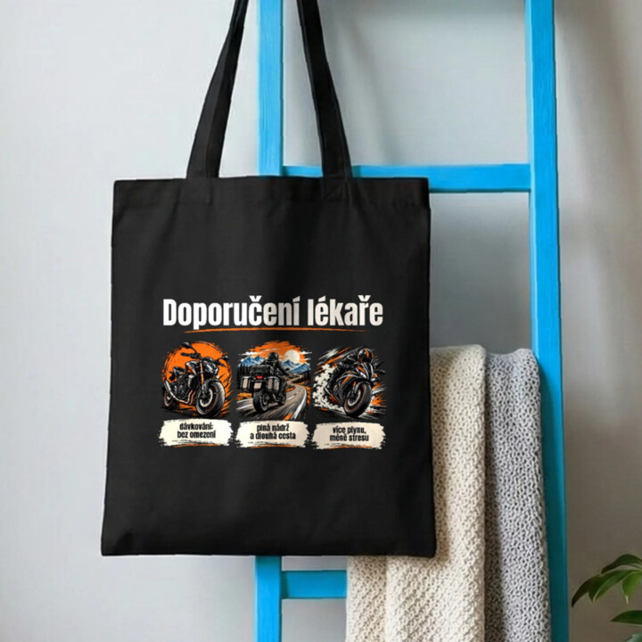 Doporučení lékaře pro motorkáře - taška s potiskem