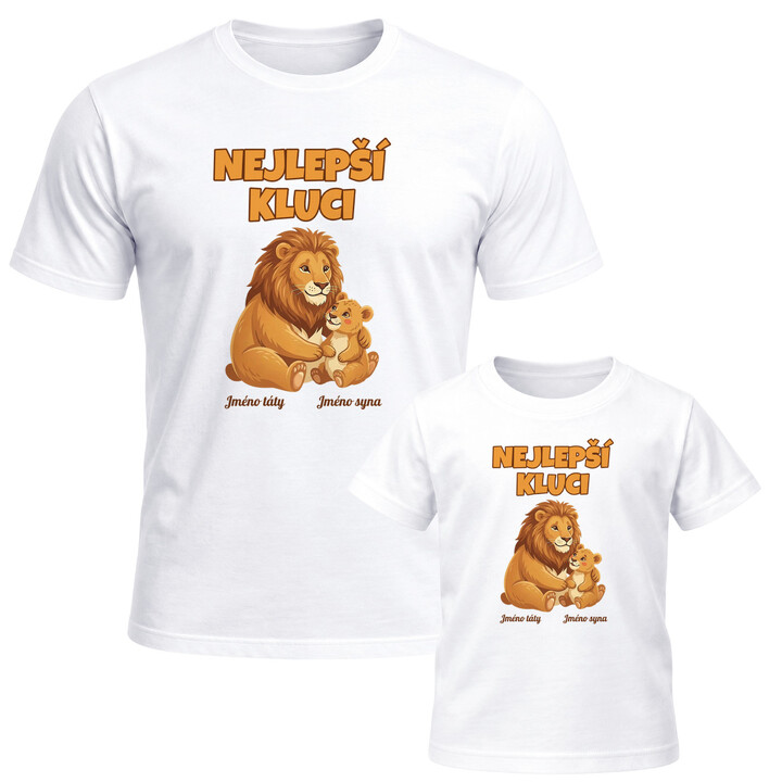 Set pro tátu a syna - Nejlepší kluci - lvi se jmény - trička s potiskem - personalizovaný produkt