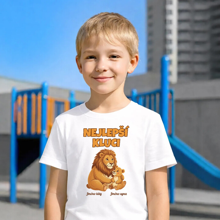Set pro tátu a syna - Nejlepší kluci - lvi se jmény - trička s potiskem - personalizovaný produkt