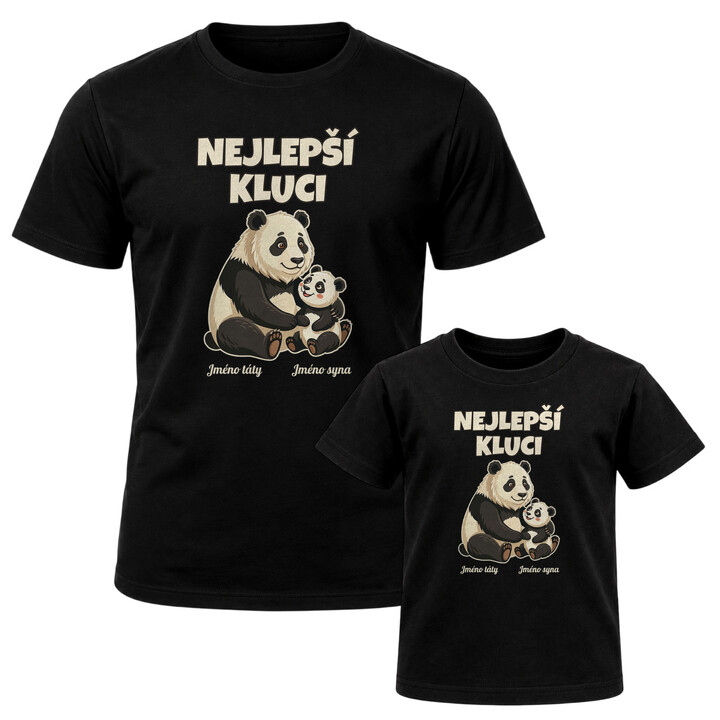 Set pro tátu a syna - Nejlepší kluci - pandy se jmény - trička s potiskem - personalizovaný produkt