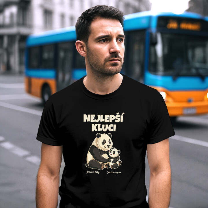 Set pro tátu a syna - Nejlepší kluci - pandy se jmény - trička s potiskem - personalizovaný produkt