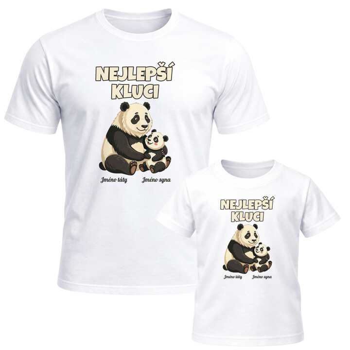 Set pro tátu a syna - Nejlepší kluci - pandy se jmény - trička s potiskem - personalizovaný produkt
