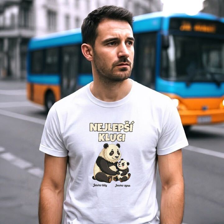 Set pro tátu a syna - Nejlepší kluci - pandy se jmény - trička s potiskem - personalizovaný produkt