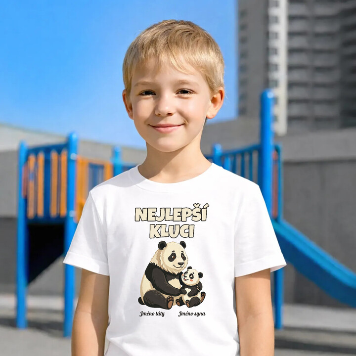 Set pro tátu a syna - Nejlepší kluci - pandy se jmény - trička s potiskem - personalizovaný produkt