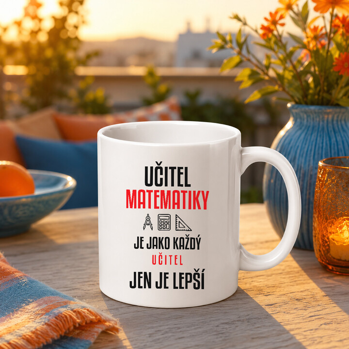 Učitel matematiky je jako každý učitel, jen je lepší - hrnek s potiskem