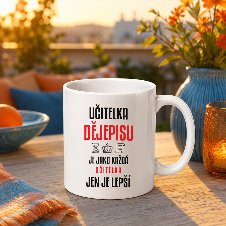 Učitelka dějepisu je jako každá učitelka, jen je lepší - hrnek s potiskem