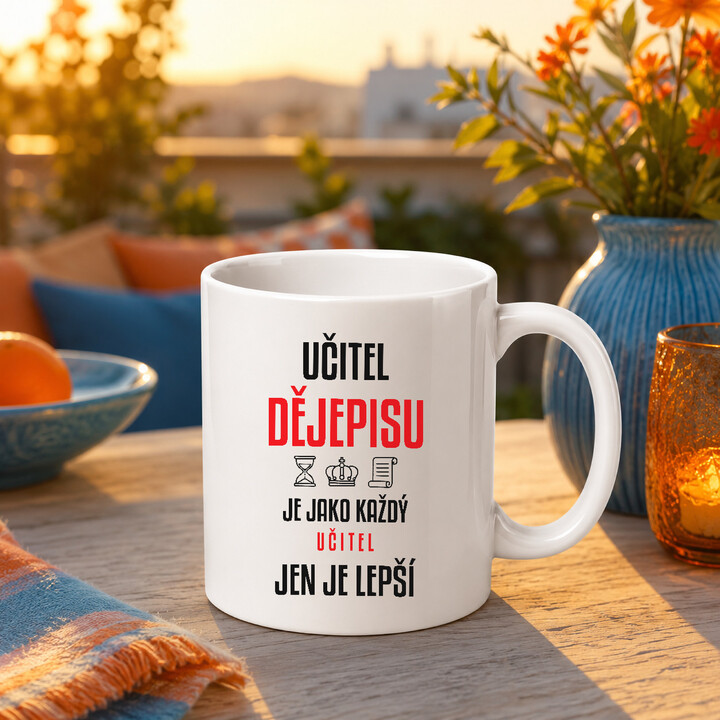 Učitel dějepisu je jako každý učitel, jen je lepší - hrnek s potiskem