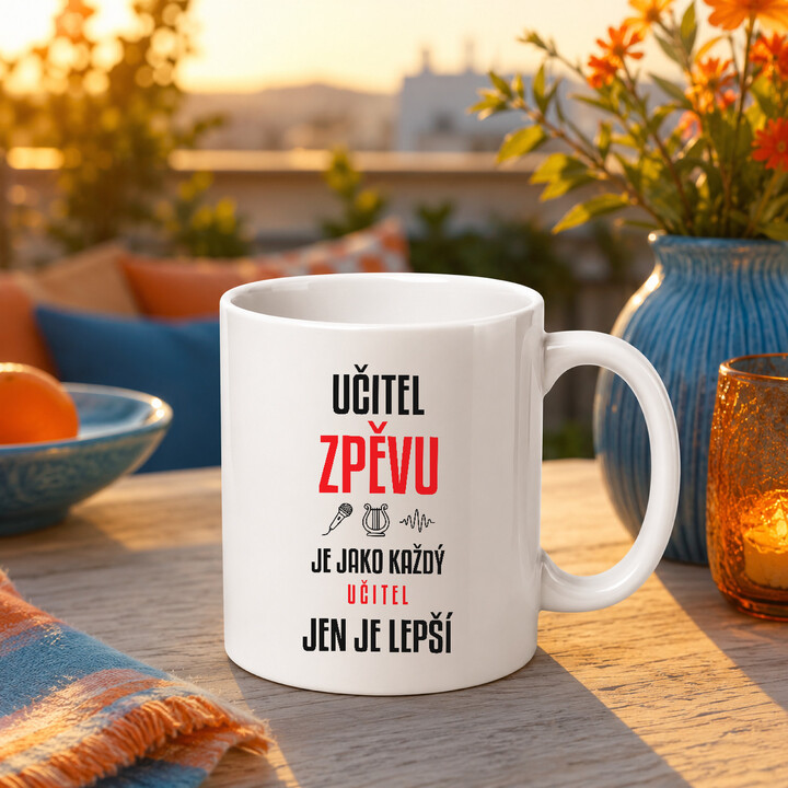 Učitel zpěvu je jako každý učitel, jen je lepší - hrnek s potiskem