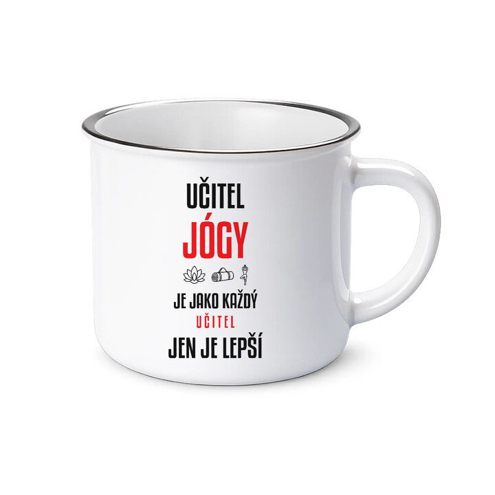 Učitel jógy je jako každý učitel, jen je lepší - smaltovaný hrnek s potiskem