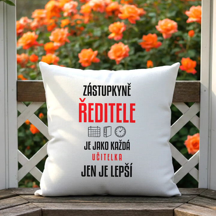 Zástupkyně ředitele je jako každá učitelka, jen je lepší - polštář s potiskem
