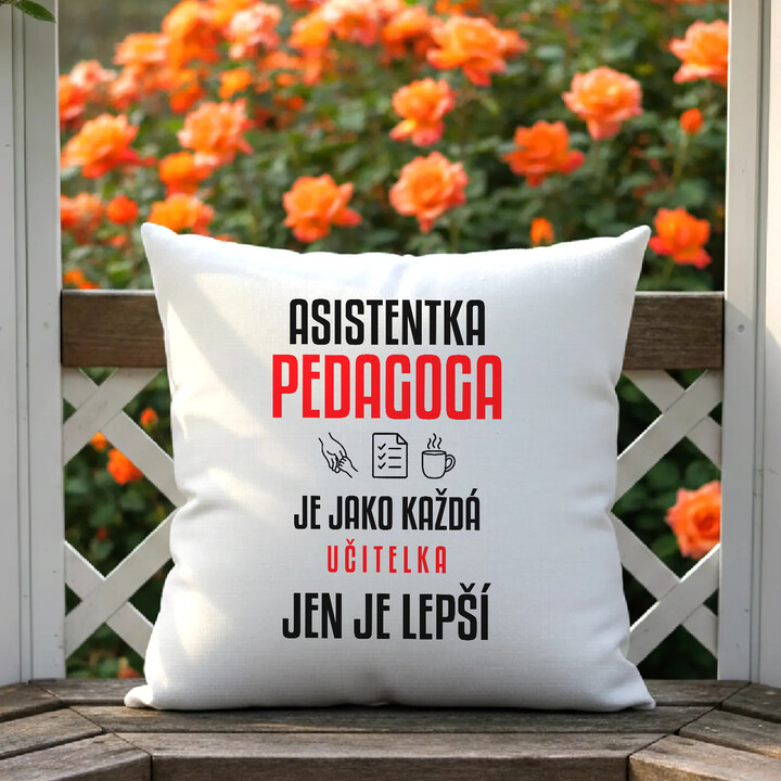 Asistentka pedagoga je jako každá učitelka, jen je lepší - polštář s potiskem