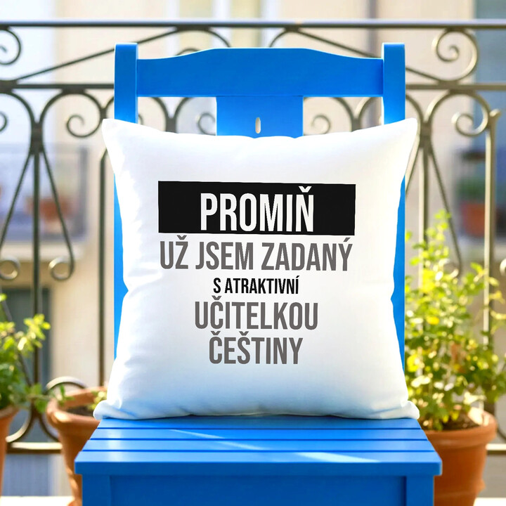 Promiň, už jsem zadaný s atraktivní učitelkou češtiny - polštář s potiskem