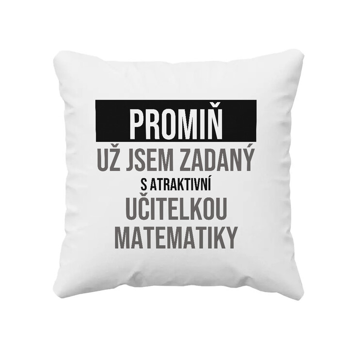 Promiň, už jsem zadaný s atraktivní učitelkou matematiky - polštář s potiskem