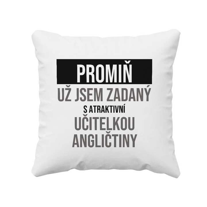 Promiň, už jsem zadaný s atraktivní učitelkou angličtiny - polštář s potiskem