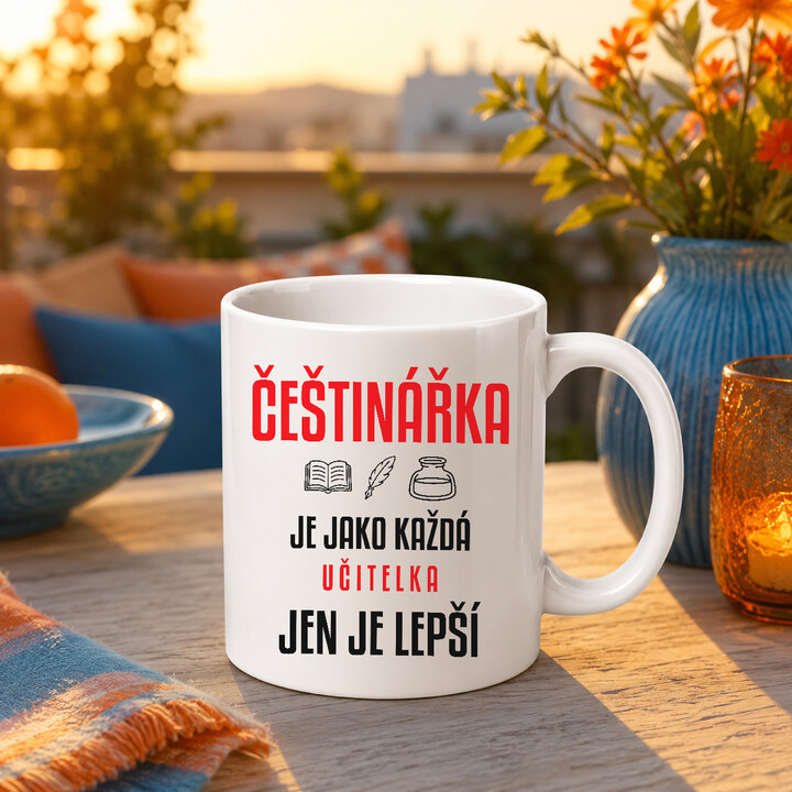 Češtinářka je jako každá učitelka, jen je lepší - hrnek s potiskem