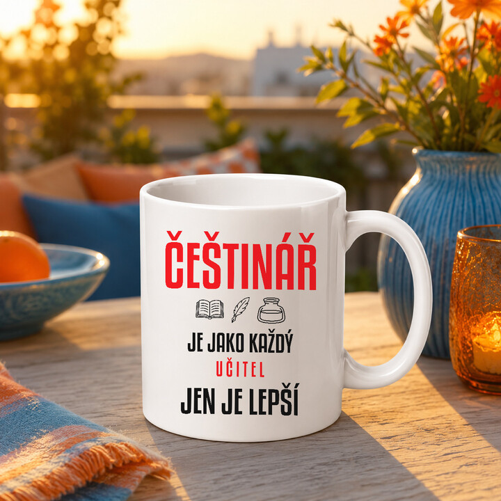 Češtinář je jako každý učitel, jen je lepší - hrnek s potiskem