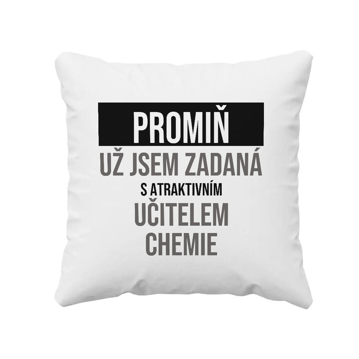 Promiň, už jsem zadaná s atraktivním učitelem chemie - polštář s potiskem