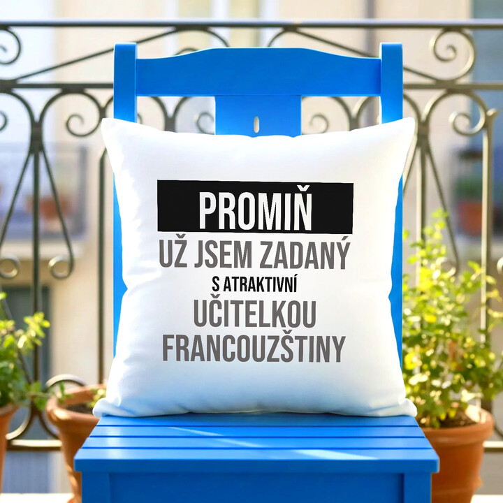 Promiň, už jsem zadaný s atraktivní učitelkou francouzštiny - polštář s potiskem