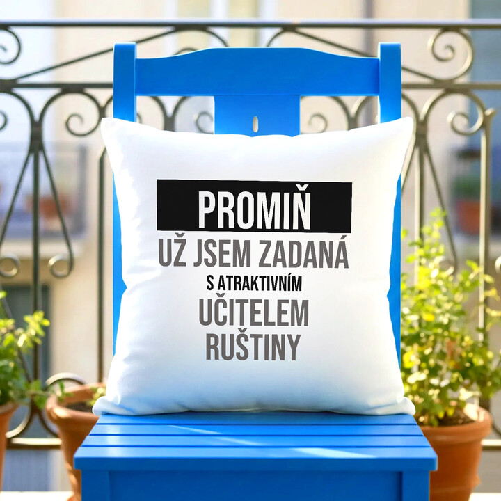 Promiň, už jsem zadaná s atraktivním učitelem ruštiny - polštář s potiskem