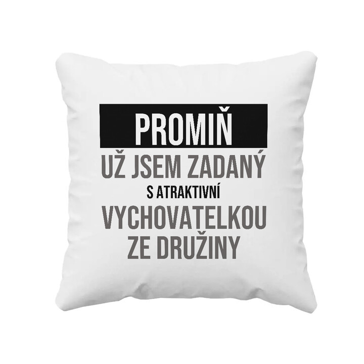Promiň, už jsem zadaný s atraktivní vychovatelkou ze družiny - polštář s potiskem