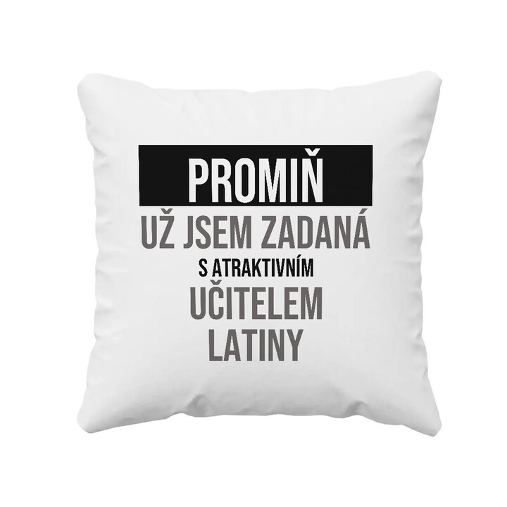 Promiň, už jsem zadaná s atraktivním učitelem latiny - polštář s potiskem