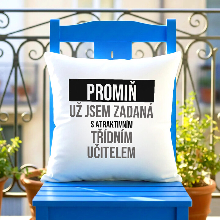 Promiň, už jsem zadaná s atraktivním třídním učitelem - polštář s potiskem