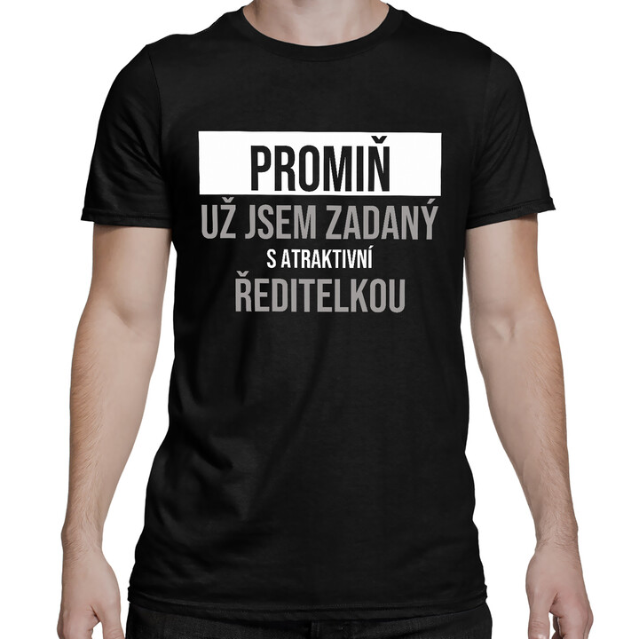 Promiň, už jsem zadaný s atraktivní ředitelkou - pánské tričko s potiskem