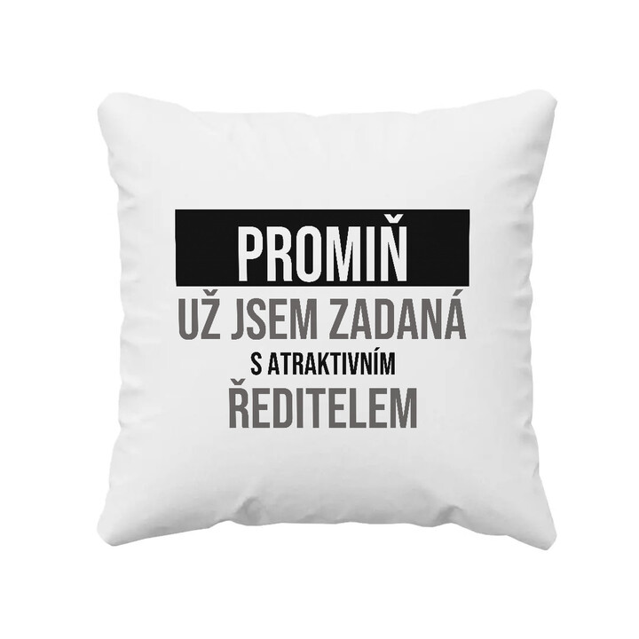 Promiň, už jsem zadaná s atraktivním ředitelem - polštář s potiskem