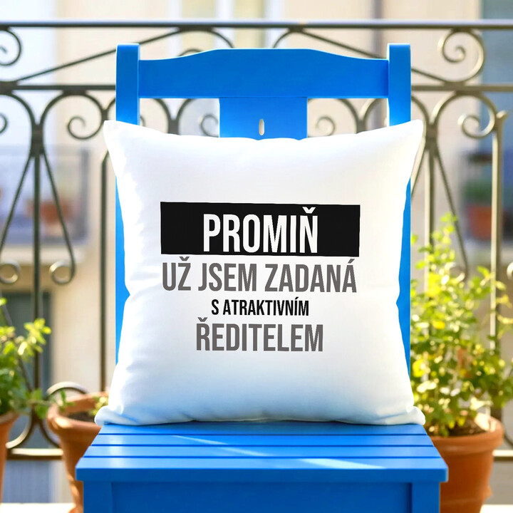 Promiň, už jsem zadaná s atraktivním ředitelem - polštář s potiskem
