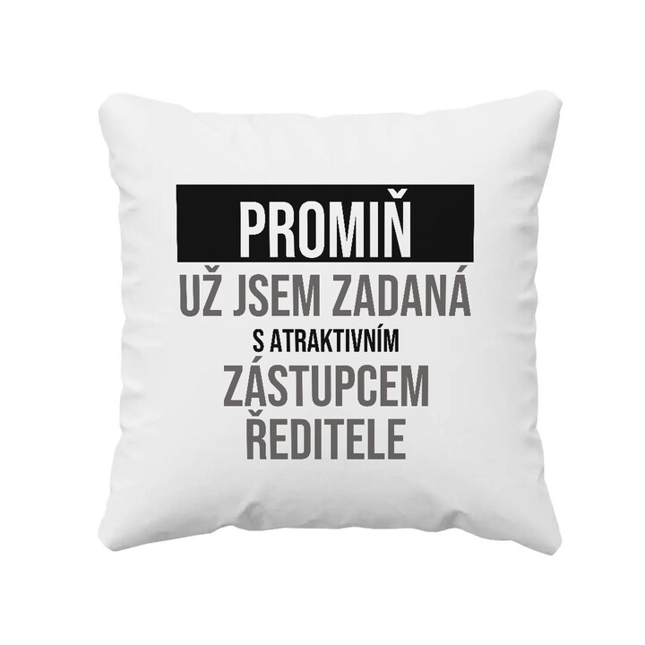 Promiň, už jsem zadaná s atraktivním zástupcem ředitele - polštář s potiskem
