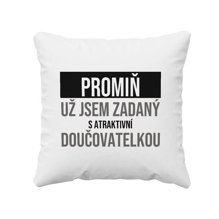 Promiň, už jsem zadaný s atraktivní doučovatelkou - polštář s potiskem