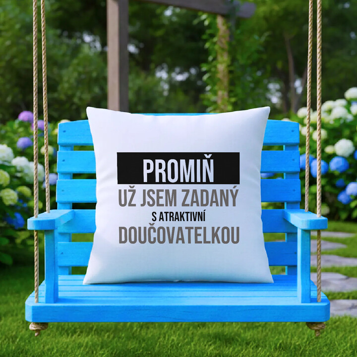 Promiň, už jsem zadaný s atraktivní doučovatelkou - polštář s potiskem