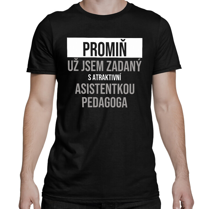 Promiň, už jsem zadaný s atraktivní asistentkou pedagoga - pánské tričko s potiskem