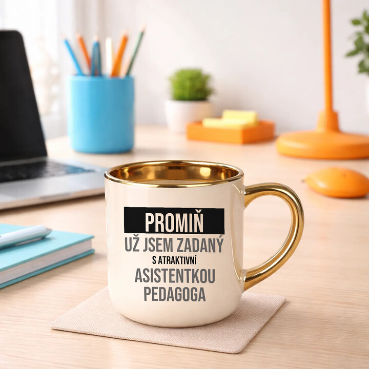 Promiň, už jsem zadaný s atraktivní asistentkou pedagoga - elegantní hrnek na dárek