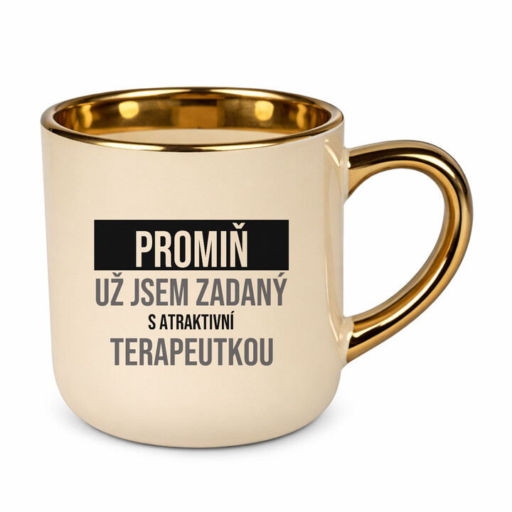 Promiň, už jsem zadaný s atraktivní terapeutkou - elegantní hrnek na dárek