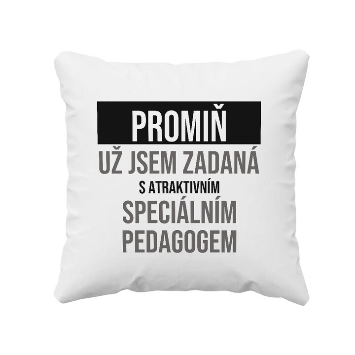 Promiň, už jsem zadaná s atraktivním speciálním pedagogem - polštář s potiskem