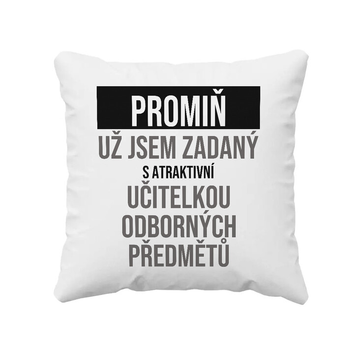 Promiň, už jsem zadaný s atraktivní učitelkou odborných předmětů - polštář s potiskem