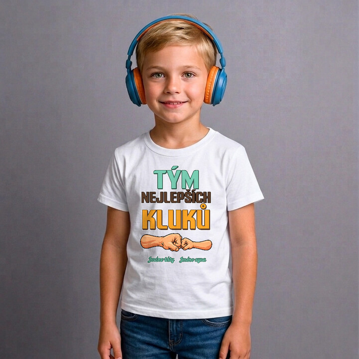 Tým nejlepších kluků - táta a syn se jmény - dětské tričko s potiskem - personalizovaný produkt